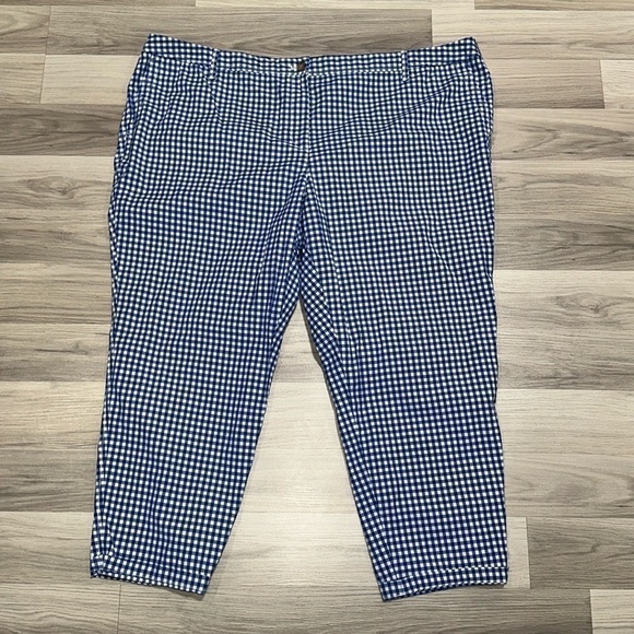 TALBOTS Women’s Plus Blue/White Girlfriend Chino Ankle Cropped Pants Size 22WP - Picture 1 of 5